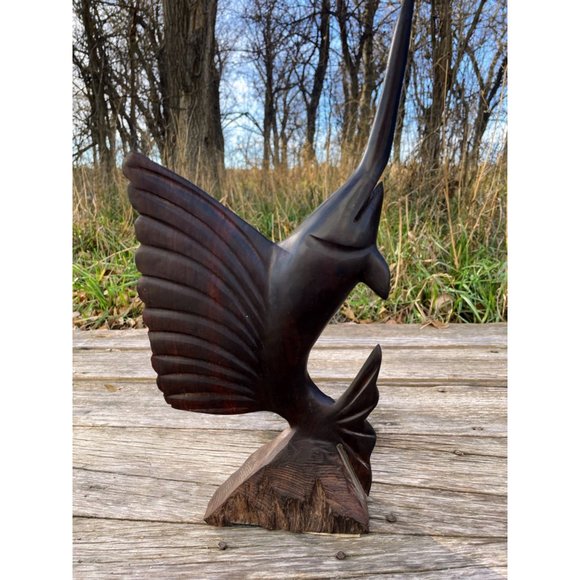 Vintage Midcentury Carved Ironwood Swordfish Statue 15.5" - Picture 7 of 14